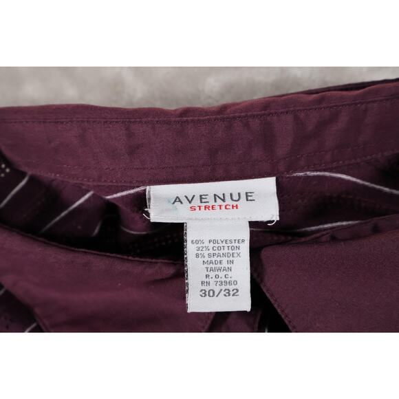 Avenue Shirt Womens 30/32 Purple White Striped Stretch Button Up Long Sleeve Top - Picture 3 of 6